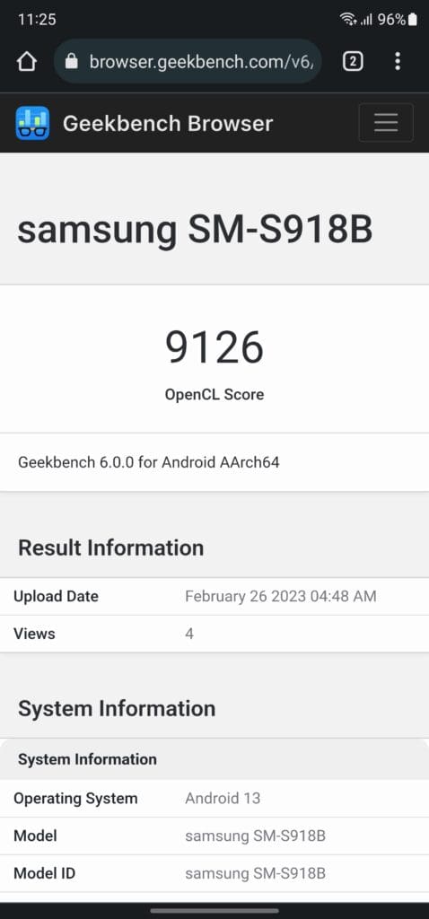 Geekbench GPU Score - S23 Ultra Full Review